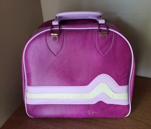 Vintage Don Carter Bowling Bag Retro 60's Single Ball Rack Purple White Chevron - Picture 1 of 8