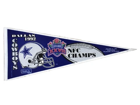 Vintage 1993 Super Bowl XXVIII Cowboys 1992 NFC Champions Football 30" Pennant Cover