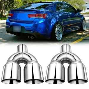 2X 9.5" Quad Exhaust Tip Pipe 2.5" inlet 3.5" Out Chrome For Kia Forte GT EX LX - Picture 1 of 15