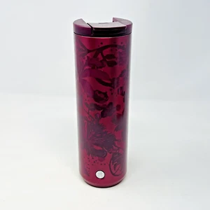 Starbucks Coffee Travel Tumbler Pink Red Stainless Steel Floral 2020 16 oz - Imagen 1 de 20