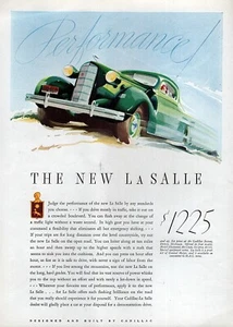 Pubblicità opera d'arte a colori originale La Salle serie 50 coupè "Performance" 1935 - Foto 1 di 1