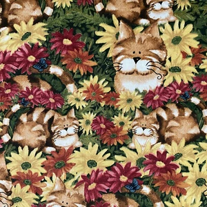 Daisy Kingdom Attack Cat Allover Cotton Quilting Fabric Remnant 17x45 - Picture 1 of 6