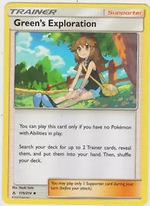 Tarjeta de entrenador de exploración de Pokémon JCC SM bonos ininterrumpidos 175/214 Green's - Imagen 1 de 1