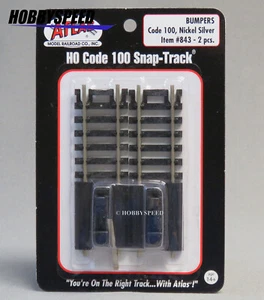 ATLAS 843 HO SCALE CODE 100 TRAIN TRACK BUMPERS (2) NICKEL SILVER ATL843 NEW - Picture 1 of 3