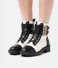 RIVER ISLAND Ladies Black &White, Platform, Quilted Boots size 7 (40) *NEW*