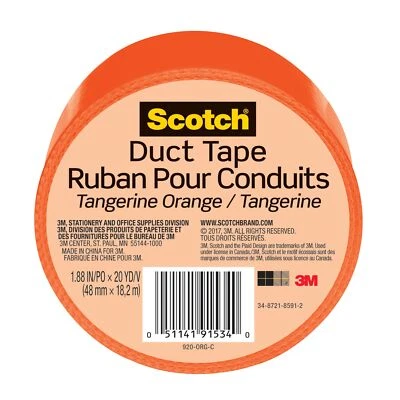 Scotch® Duct Tape 920-ORG-C, 1.88 in x 20 yd (48 mm x 18,2 m), Orange - Image 1 of 3