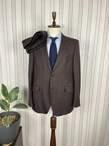 Etro Milano Brown Pink Striped Wool 2 Piece Formal Suit 44, EU 54 W37 L33 - Picture 1 of 15