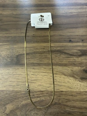 "Collar plano de espiga de 18"" DaneCraft de oro de 24 quilates sobre plata de ley 925" Foto 1 de 4