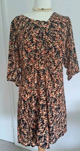 Nicole Fahri 100% Silk Floral Dress 12 Knee Length Summer Holiday Events SALE - Picture 1 of 9