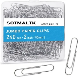 Jumbo Paper Clips, 240pcs 2 Inch Large Silver Clip, Big Large, - Picture 1 of 9