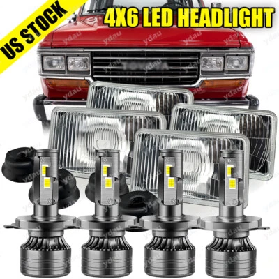 Faros LED 4x6 haz sellado alto/bajo para Toyota Land Cruiser 1988 1989 1990 4 piezas Foto 1 de 4