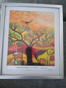 African Folk Art Painting, Signed Numbered Evening In The Village 102/2000 - Picture 1 of 7