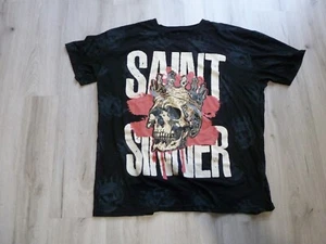 Hustle T-Shirt Saint Sinner Men's Size 3XL Black All Over Print Skulls EUC - Picture 1 of 8