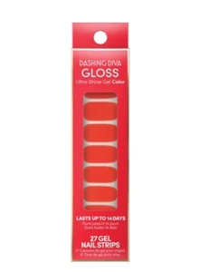 Dashing Diva Gloss Ultra Shine Gel Color Nail Strips 27 Count GSC18 Very Cherry