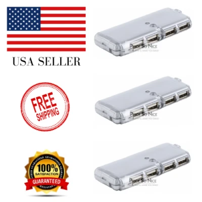 Small Grey Traveling USB 2.0 Hi-Speed 4-Port Splitter Hub For PC/MAC/Notebook - Image 1 of 4