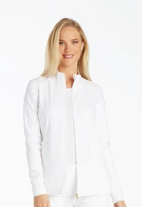 Cherokee Scrubs Zip Front Warm-Up Jacket CK303 WHT White Free Shipping - Picture 1 of 4