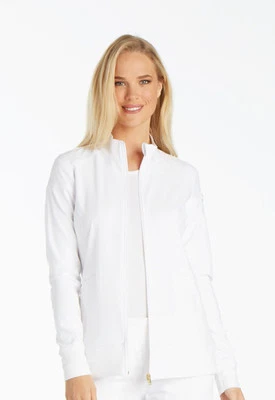 Cherokee Scrubs Zip Front Warm-Up Jacket CK303 WHT White Free Shipping - Image 1 of 4