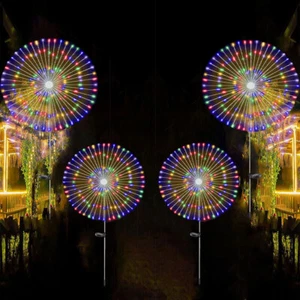 2x 200 LED Solar Firework Lights Outdoor Waterproof Path Lawn Garden Decor Lamp - Picture 1 of 10