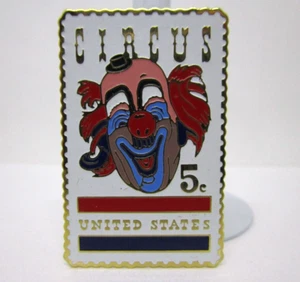 Circus Clown Pin Gold Tone & Enamel 1966 5¢ US Stamp The March Co New Mexico - Picture 1 of 2