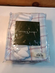 New Jeffrey Banks Home Plaid Throw Blanket 50x60 And Socks Red Blue White  - Picture 1 of 8