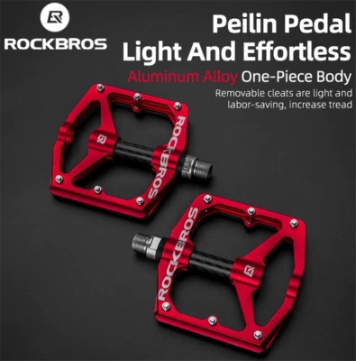 ROCKBROS Pedales de Bicicleta de Carretera Planos 9/16 MTB Pedales de Bicicleta Carbono 3 Rodamientos Sellados Foto 1 de 4