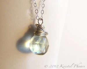 Green Amethyst pendant necklace in 14k gold-filled - natural prasiolite gemstone - Picture 1 of 4