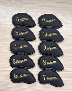 10Pcs Golf Club Iron Head Cover Honma Basic Logo 4-11+AW+SW Magnetic Close
