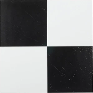 Sterling Self Adhesive 12-Inch Vinyl Floor Tiles, 20 Tiles - 12" X 12", Black an - Picture 1 of 12