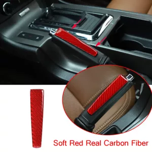 Red Carbon Fiber Inner Handbrake Handle Grab Trim Kit For Ford Mustang 2009-2013 - Picture 1 of 9