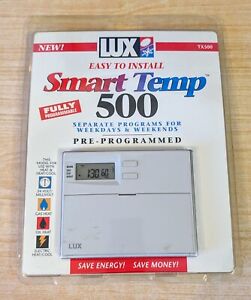 Lux TX500 Smart Temp Programmable Thermostat For Heat & Heat/Cool New