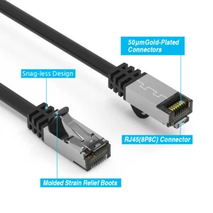 10 x 2 Fuß PREMIUM geschirmtes Ethernet-Kabel CAT-8 High Speed LAN Patch Netzwerk 26 - Bild 1 von 21