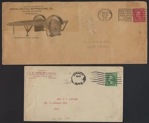 US 1915 30s SIX COVERS 3 W/IMPERF 3 W/COILS THE LOUISVILLE RED CROSS CANCEL HAS - Picture 1 of 2