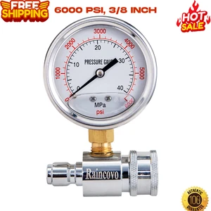 Pressure Washer Gauge, 6000 PSI, 3/8 Inch Quick Connect, Pressure Gauge - Picture 1 of 6