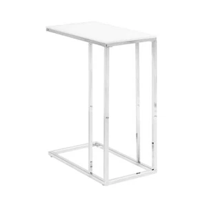 Transitional Chrome Snack Table 10" X 18" 24" Blue Modern Contemporary Rectangle - Picture 1 of 4