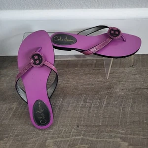 Cole Haan Slide-On-Sandalen aus lila und schwarzem Leder (Damen 6,5) - Bild 1 von 9