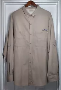 Columbia PFG Shirt Mens XL Tall Beige Omni Shade Vented Button Down Fishing XLT - Picture 1 of 12