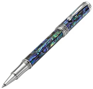 Xezo Maestro Rollerball Pen, Abalone Shell Inlay. Platinum Plated. Handmade, LE - Picture 1 of 5