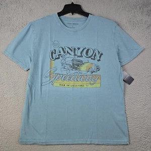 Lucky Brand Canyon Speedway Shirt Men Large L Blue Race Car Outdoors Retro NWT B - Picture 1 of 16