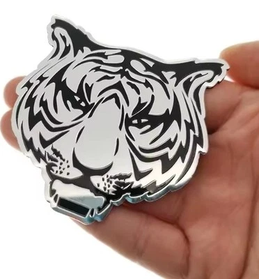 CALCOMANÍA ADHESIVA EMBLEMA COCHE 3D TIGRE BIG CAT WILDLIFE METAL ALUMINIO CEPILLADO Foto 1 de 4