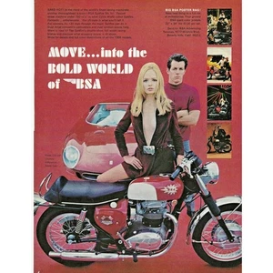 BSA Motorcycle "Bold World of BSA" Full Page Vintage 1968 Print Ad 8" x 11" - Picture 1 of 2