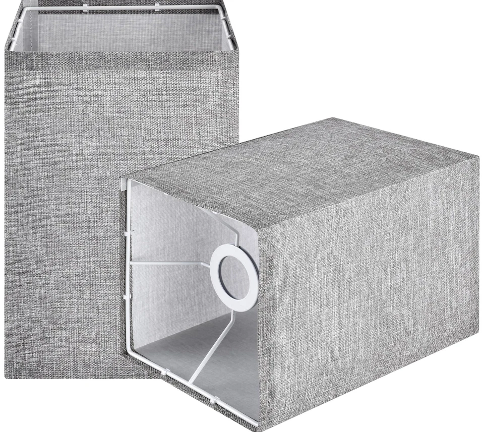 Juego de 2 pantallas de lámpara cuadradas pequeñas grises, L6.3"x W6.3"x H9.84" tela ajustadora UNO... Foto 1 de 4