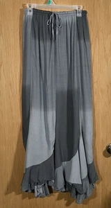 Dark Gray Ombre Maxi Skirt Tiered Ruffles WhimsiGoth FairyGrunge Festival Sz M/L - Picture 1 of 6