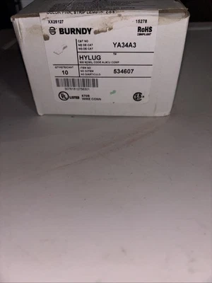 10- NEW BURNDY YA34A3 2-Hole, 500 MCM, 1/2" Compression Lug - Image 1 of 4