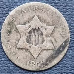 1852 Three Cent Piece 3c Silver Trime Circulated #93496 - Picture 1 of 2