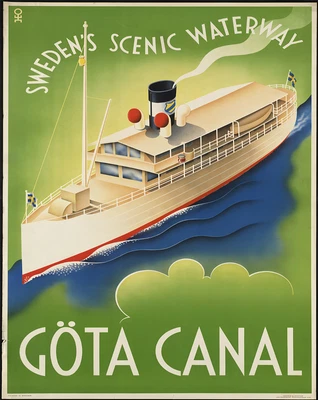 Póster arte de pared retro de crucero Göta Canal Suecia - 12X16/16X20/18X24/24X36 Foto 1 de 4