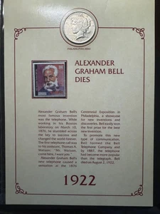 1922 Peace Silver Dollar "Alexander Graham Bell" w/UNC $60 Guyana Stamp Set🔥! - Picture 1 of 8