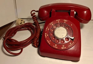 Vintage Bell System Western Electric Rotary Dial Desk Telephone C/D 500 Dark Red - Picture 1 of 14