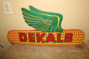 Rare 1940's Vintage Dekalb Seed Corn Flying Ear Farm 30" Masonite Field Sign - Picture 1 of 5