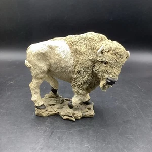 Beige Brown Gray Bison Buffalo Statue Figure Native Resin - Picture 1 of 6