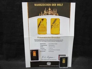 Goldbarren 999er - Frauenkirche (1/100 OZ) PP + Z. GS5727 - Picture 1 of 3